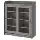 Armoire grise HAUGA, portes en verre, design coulissant, murale, forme rectangulaire, style moderne.