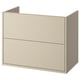 Havbaeck Meuble vasque beige, mural, tiroirs, design simple et moderne.