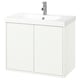 Meuble de salle de bain HAVBÄCK blanc, mural, design minimaliste moderne, aux lignes épurées, fabriqué en panneaux de particules et vasque en céramique.