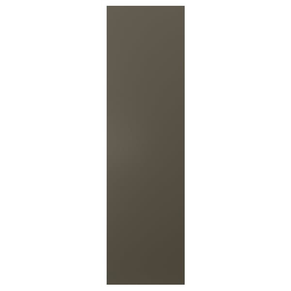 Un panneau d’armoire de cuisine rectangulaire brun foncé HAVSTORP. Sa conception est lisse, simple et uniforme.