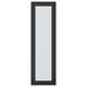 Porte en verre noir HEJSTA, rectangulaire avec bandes verticales, encadrée en aluminium.
