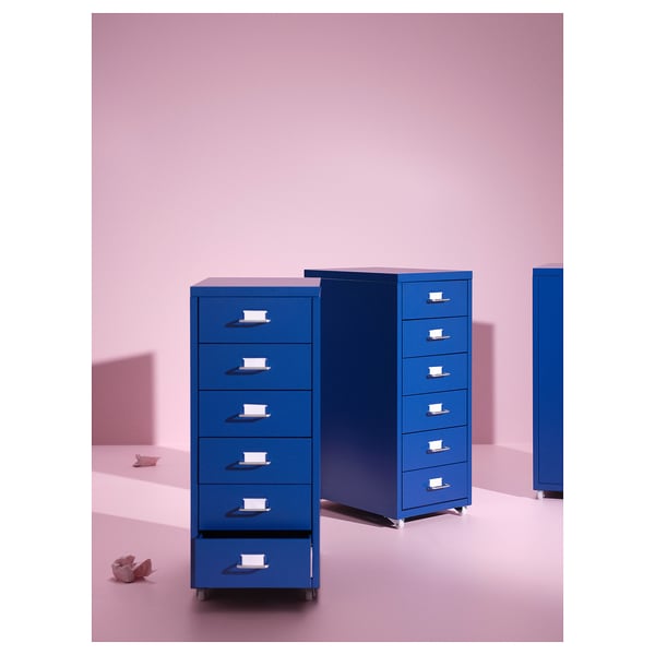 HELMER Caisson à tiroirs sur roulettes, bleu, 28x69 cm
