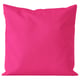 Coussin carré magenta, tissu lisse, utilisation intérieur/extérieur.