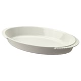 Plat ovale en céramique blanche HÖSTAGILLE, finition brillante, idéal pour servir des casseroles et des rôtis.