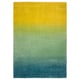 Option : Tapis HOTELLRUM : dégradé bleu-vert-jaune, poil doux, rectangulaire, couleurs universitaires.