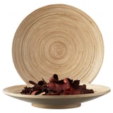 Le HULTET, un plateau tissé à la main avec un matériau en bambou naturel, affiche des feuilles rouges. Design circulaire, fond blanc.