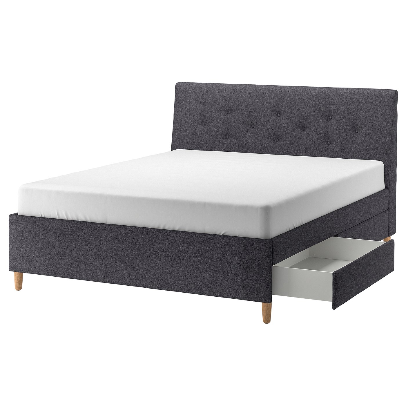 IDANÄS Lit avec rangement matelassé - Gunnared gris foncé 180x200 cm IKEA occasion