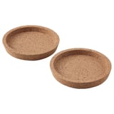 Deux sous-verres ronds en liège d’IKEA 365+, couleur naturelle, design simple.