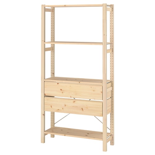 Étagère en bois clair IVAR, forme rectangulaire avec étagères réglables, design plat simple.