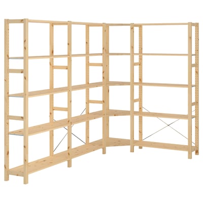 Unité d’angle en bois de pin IVAR, couleur claire, forme carrée, design simple pour le stockage.