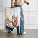 JÄLL Sac à linge et support, blanc, 50 l