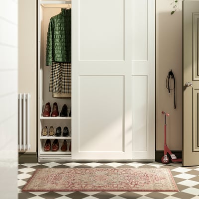 JÄRNVÄG Tapis, poils ras, motif décoratif rose/beige, 80x150 cm