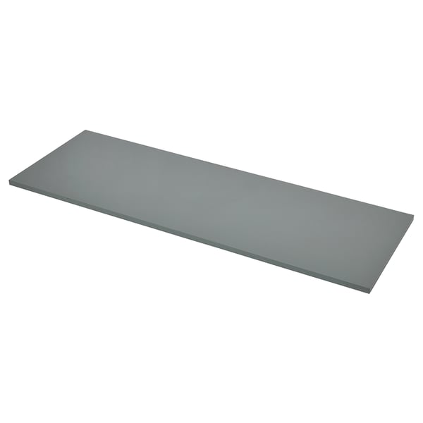 Un plan de travail rectangulaire gris IKEA JÄRSTORP en stratifié et panneaux de particules, conçu pour les cuisines modernes.