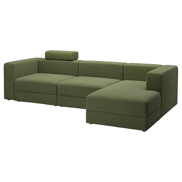 Canapé modulaire JÄTTEBO vert, design moderne, coussins moelleux, avec rangement.