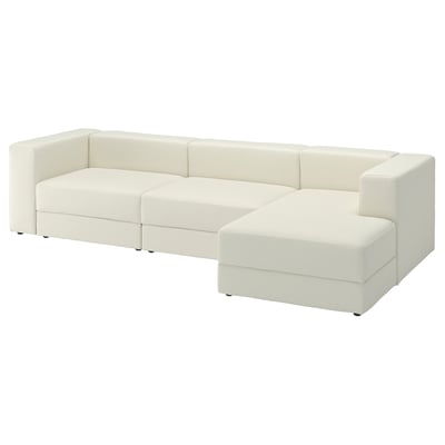 JÄTTEBO Canapé modulable 4places+méridienne, droite/Axvall blanc cassé