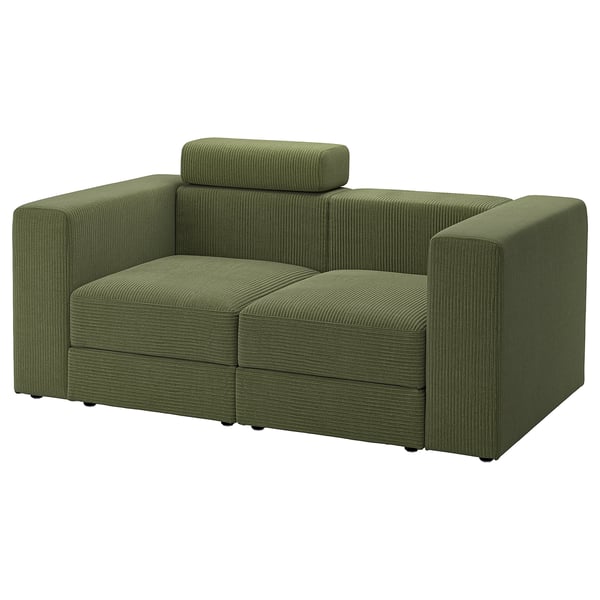 Canapé vert JÄTTEBO, design moderne, velours côtelé moelleux, modulaire, avec rangement.