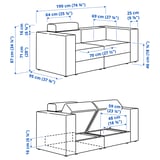 Illustration avec les mesures du produit : JÄTTEBO.