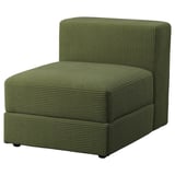 Canapé modulaire d’angle JÄTTEBO en vert par ikea. Tissu doux de style velours côtelé dans une section large et confortable avec rangement.