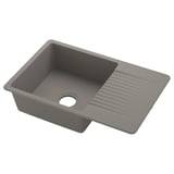 KILSVIKEN évier de cuisine gris, rectangulaire, composite de quartz, simple vasque, résistant à la chaleur, surface lisse.
