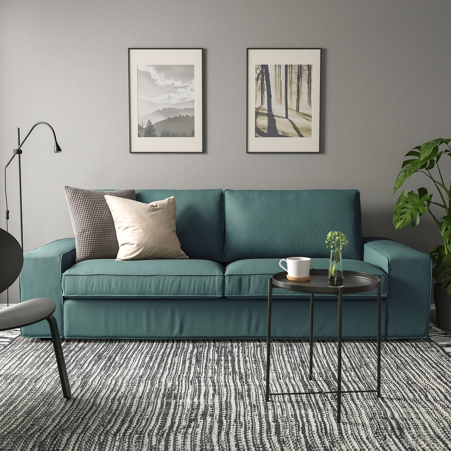 KIVIK canapé 3 places, Kelinge gris turquoise - IKEA Belgique