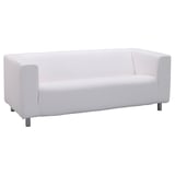 Canapé KLIPPAN blanc, style minimaliste moderne, matériau similicuir, forme rectangulaire, design épuré.