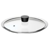 Couvercle en verre transparent KLOCKREN, poignée noire, convient aux casseroles de 24 cm, verre trempé.
