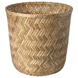 Panier en osier KLYNNON, beige, rond, bambou tressé à la main.