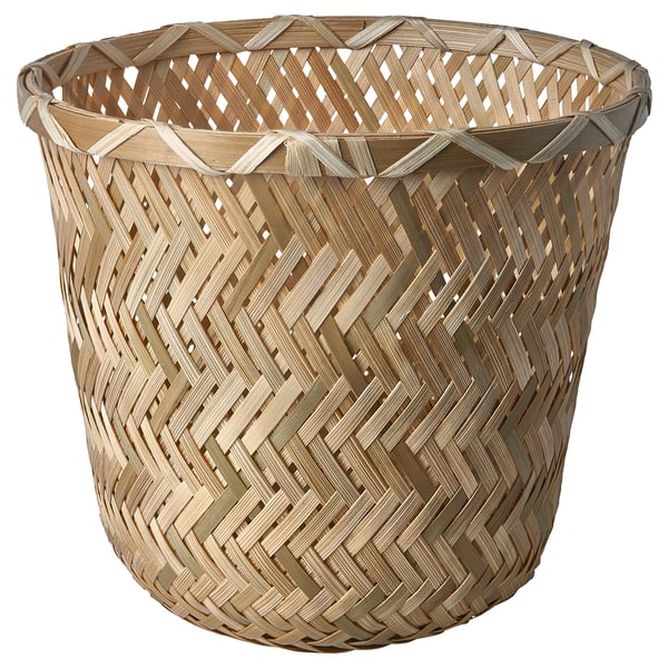 Panier KLYNNON, rond, bambou tissé, couleur naturelle, fait main, décoratif.