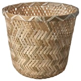 Panier KLYNNON, rond, bambou tissé, couleur naturelle, fait main, décoratif.