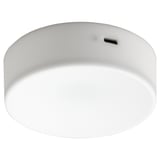 Un plafonnier circulaire blanc KÖLVATTEN avec un port de charge usb-c, conçu pour les placards ou les armoires.