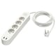 Parafoudre KOPPLA blanc avec 4 prises, 2 ports usb.