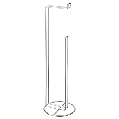 Porte-papier toilette KROKFJORDEN : chrome, autoportant, en forme de U, design minimaliste.