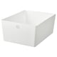 Boîte de rangement KUGGIS blanche - rectangulaire, en plastique, à un seul compartiment.