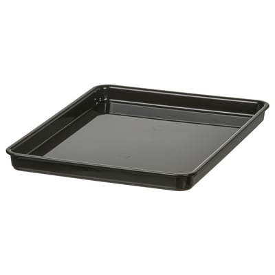 Couvercle rectangulaire en plastique noir KUGGIS, design élégant et lisse pour les boîtes de rangement.