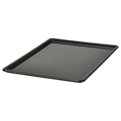 Un couvercle KUGGIS noir en plastique PET recyclé, rectangulaire avec des bords lisses.