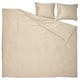 Parure de lit LÄKEVÄNDEROT : beige, lyocell doux, comprend une couette et 2 oreillers, un design simple et élégant.