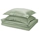 Option : Nouvelle parure de lit verte 3 pièces : lyocell lisse et frais, soigneusement pliée avec des taies d’oreiller.