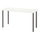LAGKAPTEN, bureau moderne, plateau blanc, pieds noirs, forme rectangulaire, design minimaliste.