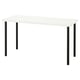 Bureau LAGKAPTEN, plateau blanc, pieds noirs, forme rectangulaire, design moderne.