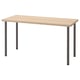 Table LAGKAPTEN. Plateau en bois clair, pieds en métal noir. Design simple, moderne et rectangulaire.