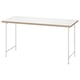 Une table LAGKAPTEN blanche avec un plateau rectangulaire et des pieds en métal blanc. Il a un design léger et moderne, idéal pour divers environnements.