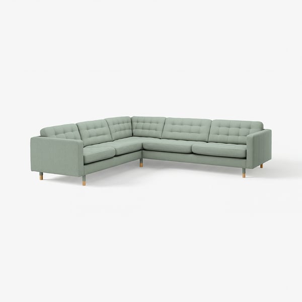 LANDSKRONA Canapé d'angle, 5 places, Gunnared vert clair/bois