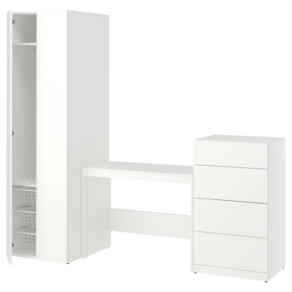 LASTARE Combinaison de rangement, blanc/table/, 220x62x200 cm