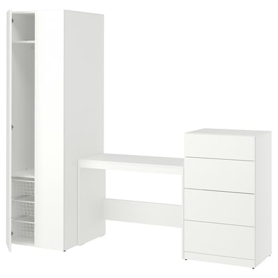 LASTARE Combinaison de rangement, blanc/table/, 220x62x200 cm