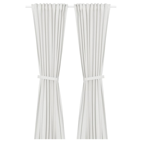 LENDA Rideaux+embrasses, 2 pcs, rose clair/ruflette, 140x280 cm