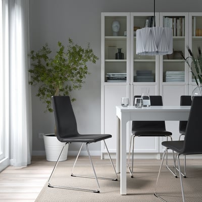 SANDSBERG / PÅBODA Table et 4 chaises, noir/noir/Remmarn gris foncé, 110 cm  - IKEA