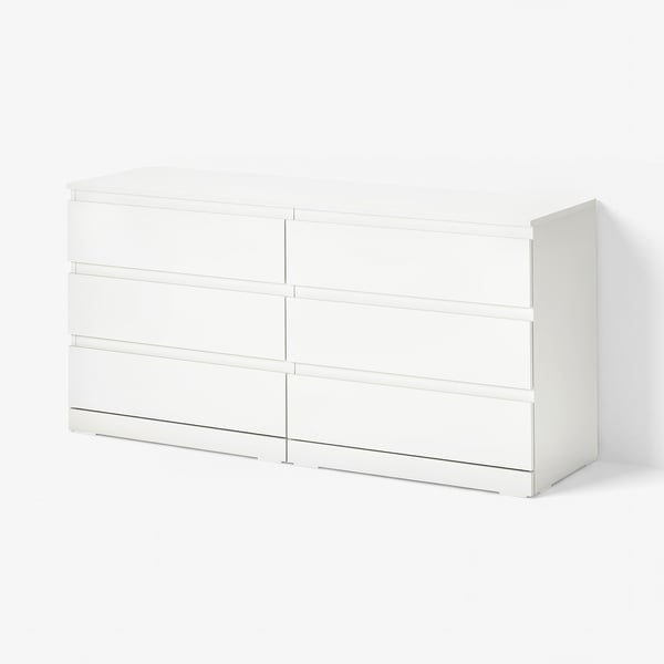 LILLBERGET Commode 6 tiroirs, blanc, 140x43x68 cm
