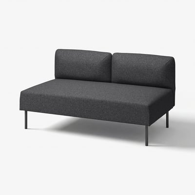 Un canapé moderne LILLEHEM 2 places couleur charbon avec des pieds métalliques élégants, offrant un design minimaliste.
