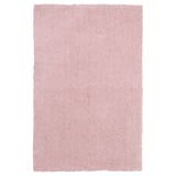 Tapis rose clair, rectangulaire, moelleux, doux et confortable, fabriqué à partir de polyester recyclé.