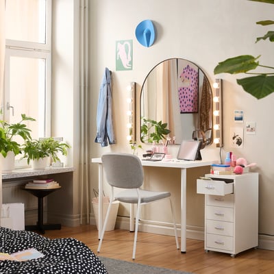 LINNMON / VIHALS Bureau et chaise, blanc/beige-gris